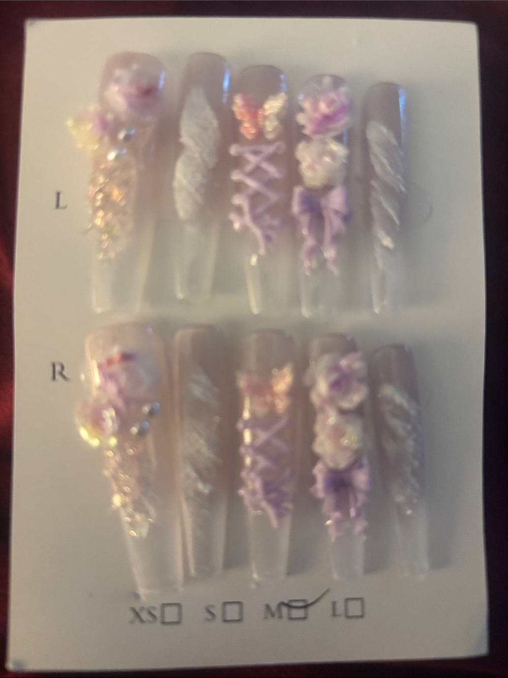 3D Floral Purple Accent Press-On Nail Set